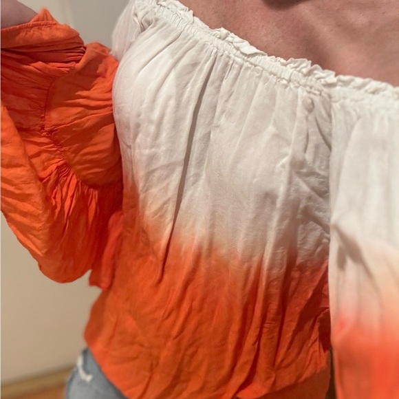 Orange/ White Ombre Off-Shoulder Top - Picture 2 of 5